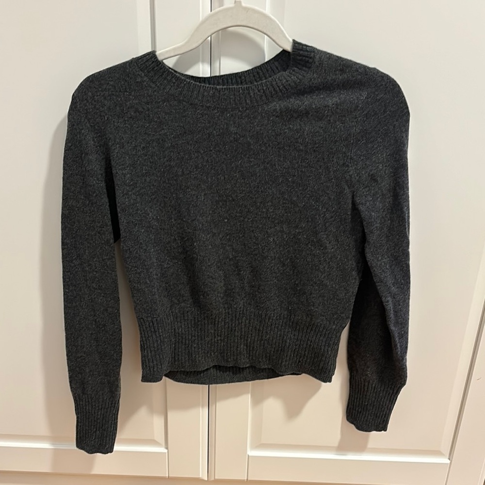 Charcoal Gray Crew Neck Sweater with Slim Fit
